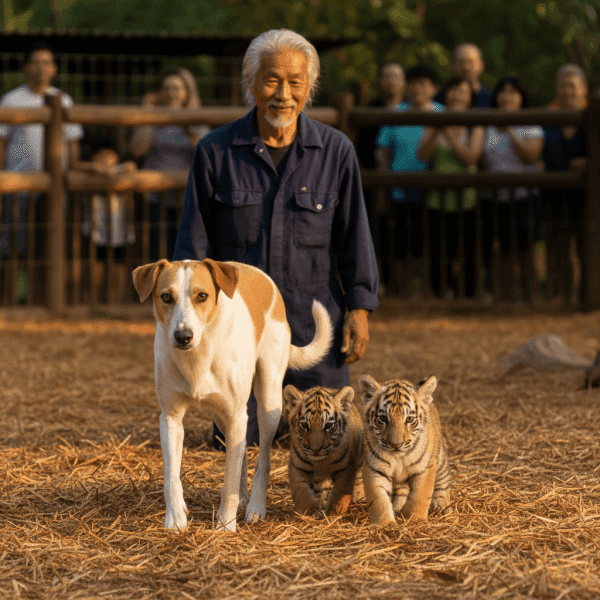 Una perra cría 3 cachorros de tigre – Años después, el tigre hace algo que hace llorar al cuidador del zoo