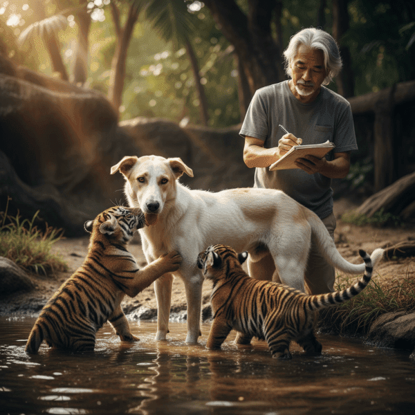 Una perra cría 3 cachorros de tigre – Años después, el tigre hace algo que hace llorar al cuidador del zoo