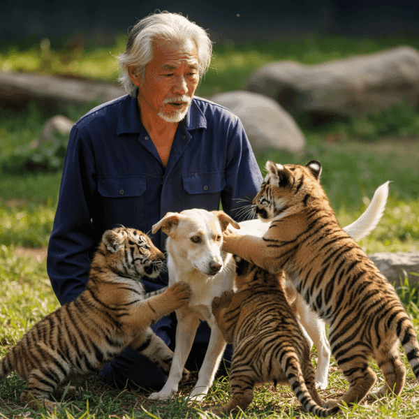 Una perra cría 3 cachorros de tigre – Años después, el tigre hace algo que hace llorar al cuidador del zoo